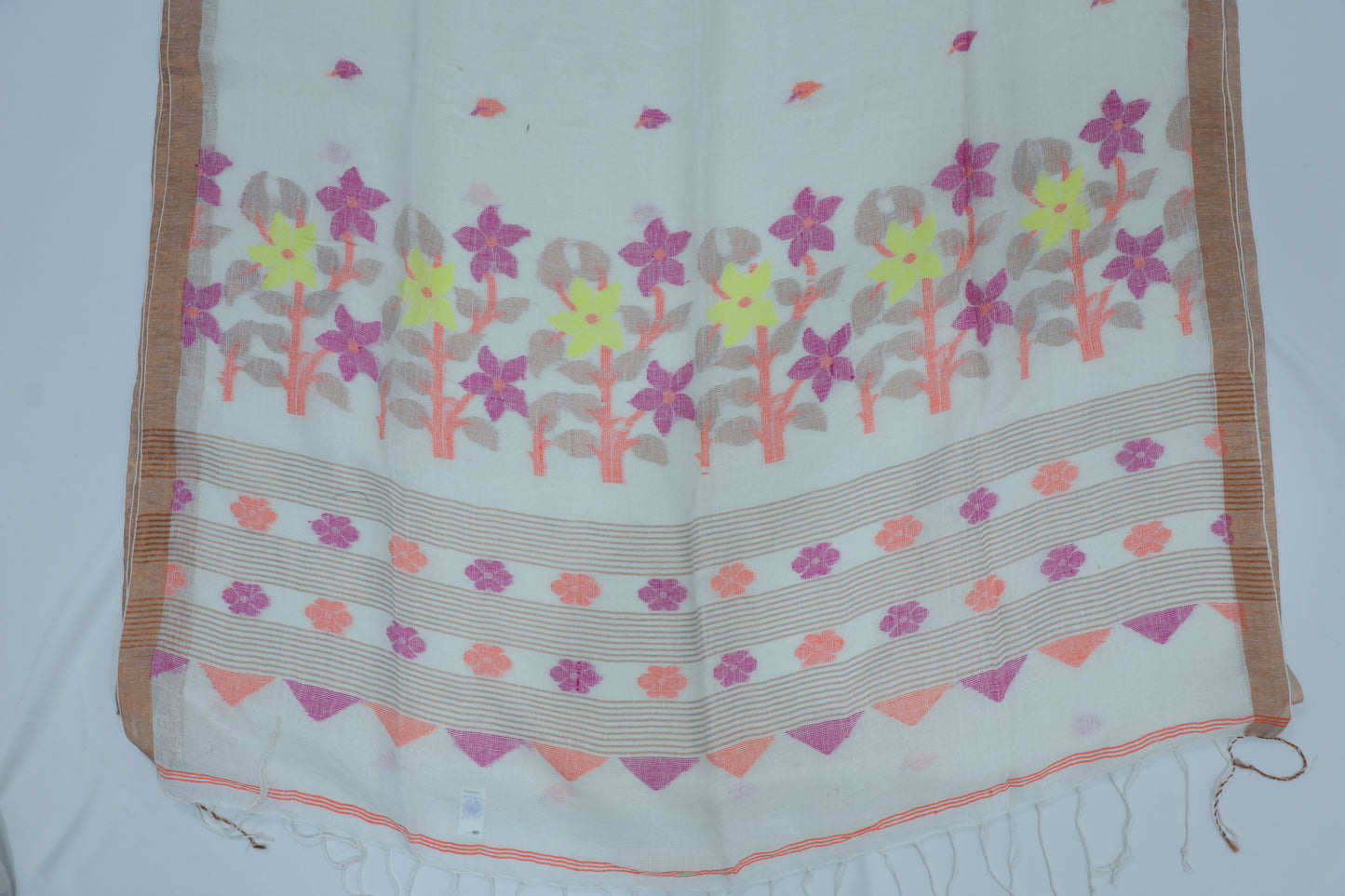 Off White Linen Jamdani Saree