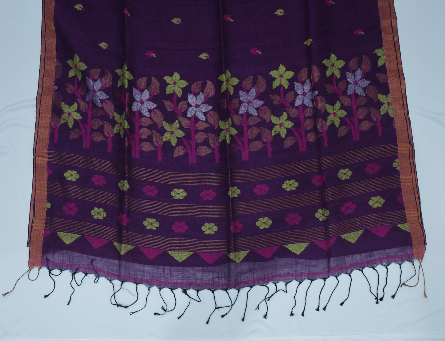 Purple Linen Jamdani Saree