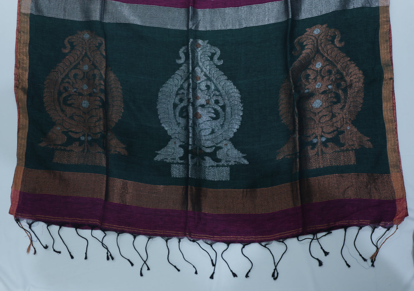 Magenta and Green Linen Saree
