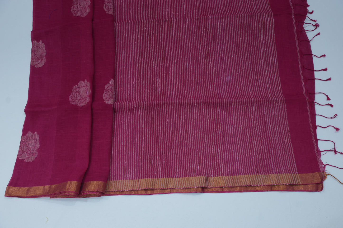 Rose Linen Saree- Pink