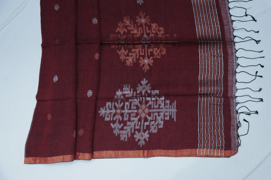 Maroon Linen- Small Butta