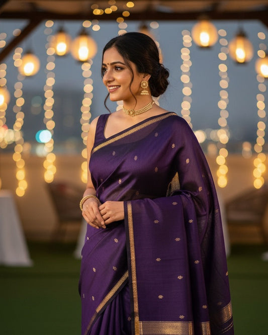 Purple Maheshwari Silk Cotton Saree