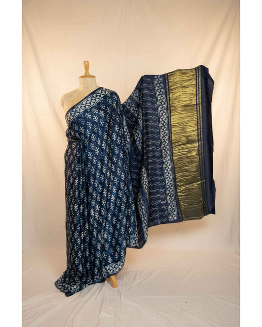 Indigo Modal Silk Saree- Design 2