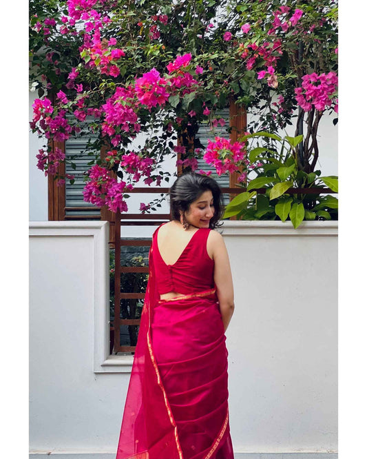 Pink Maheshwari Silk Cotton Saree