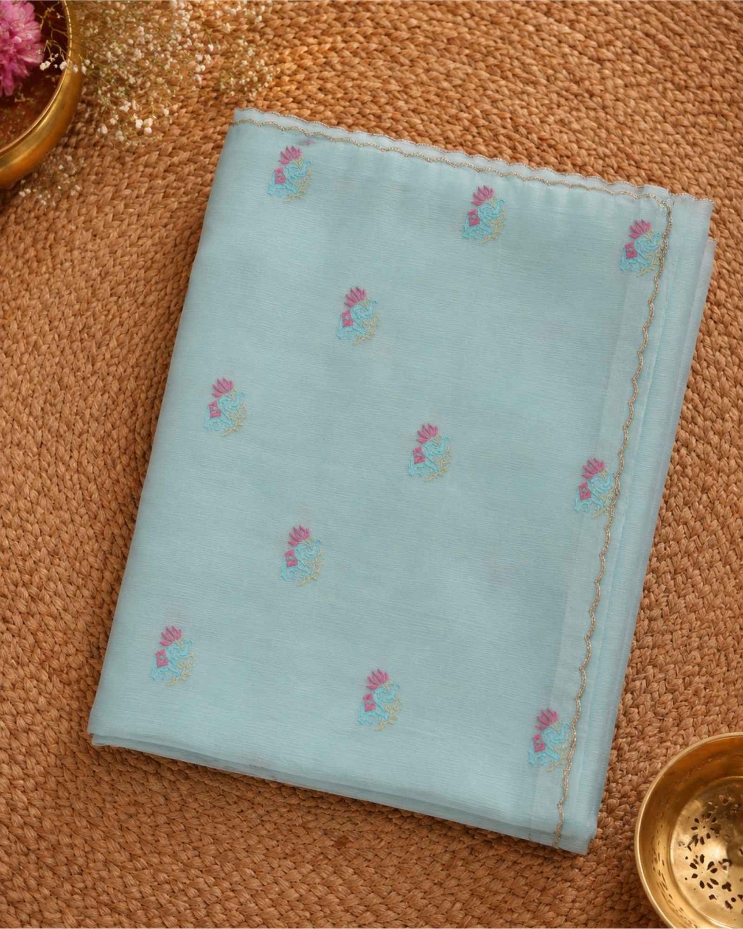 Sea Blue Crush Tissue Saree