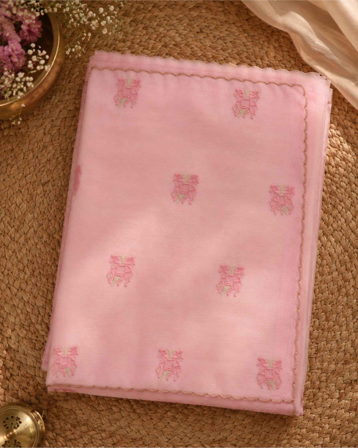 Baby Pink Crush Tissue Saree