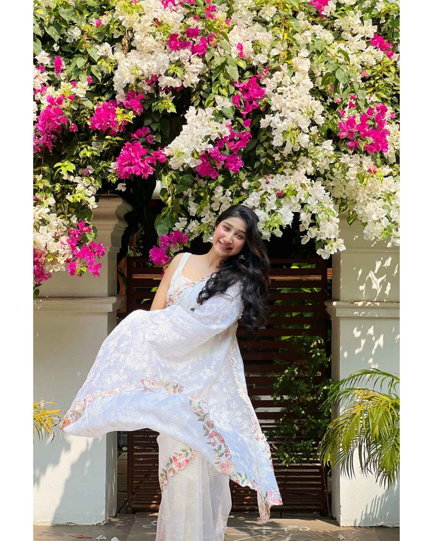 Off White Crush Tissue Saree