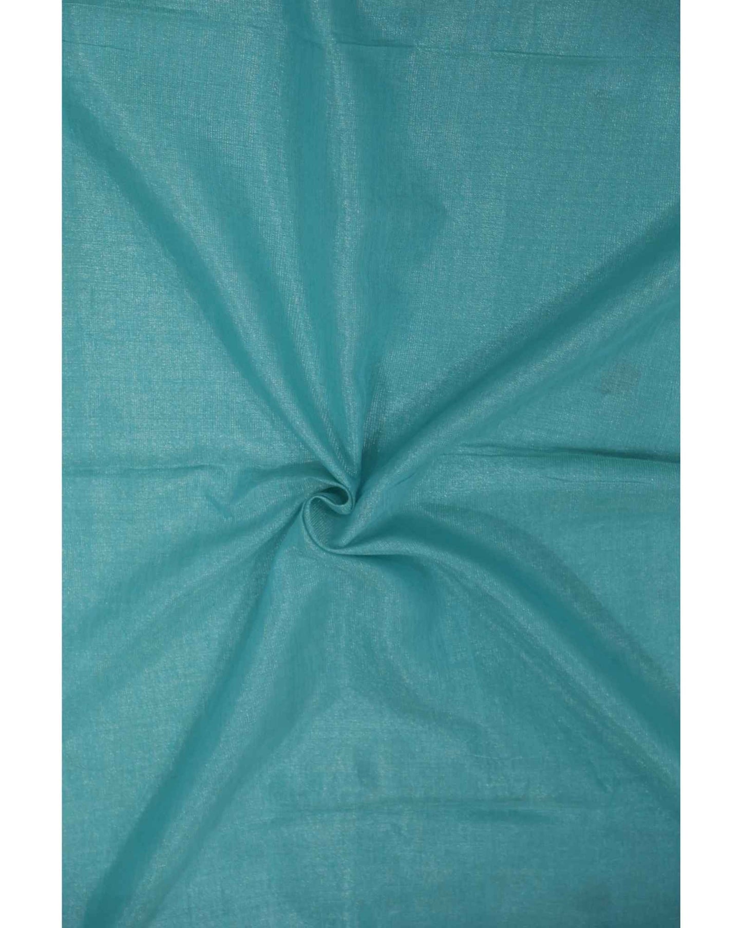 Sea Blue Tissue Linen Saree- Flower butta