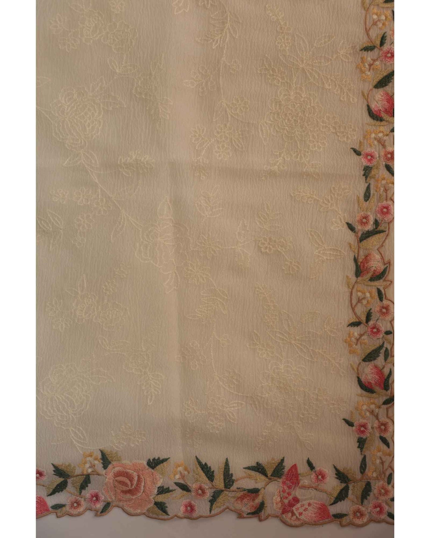 Off White Crush Tissue Saree