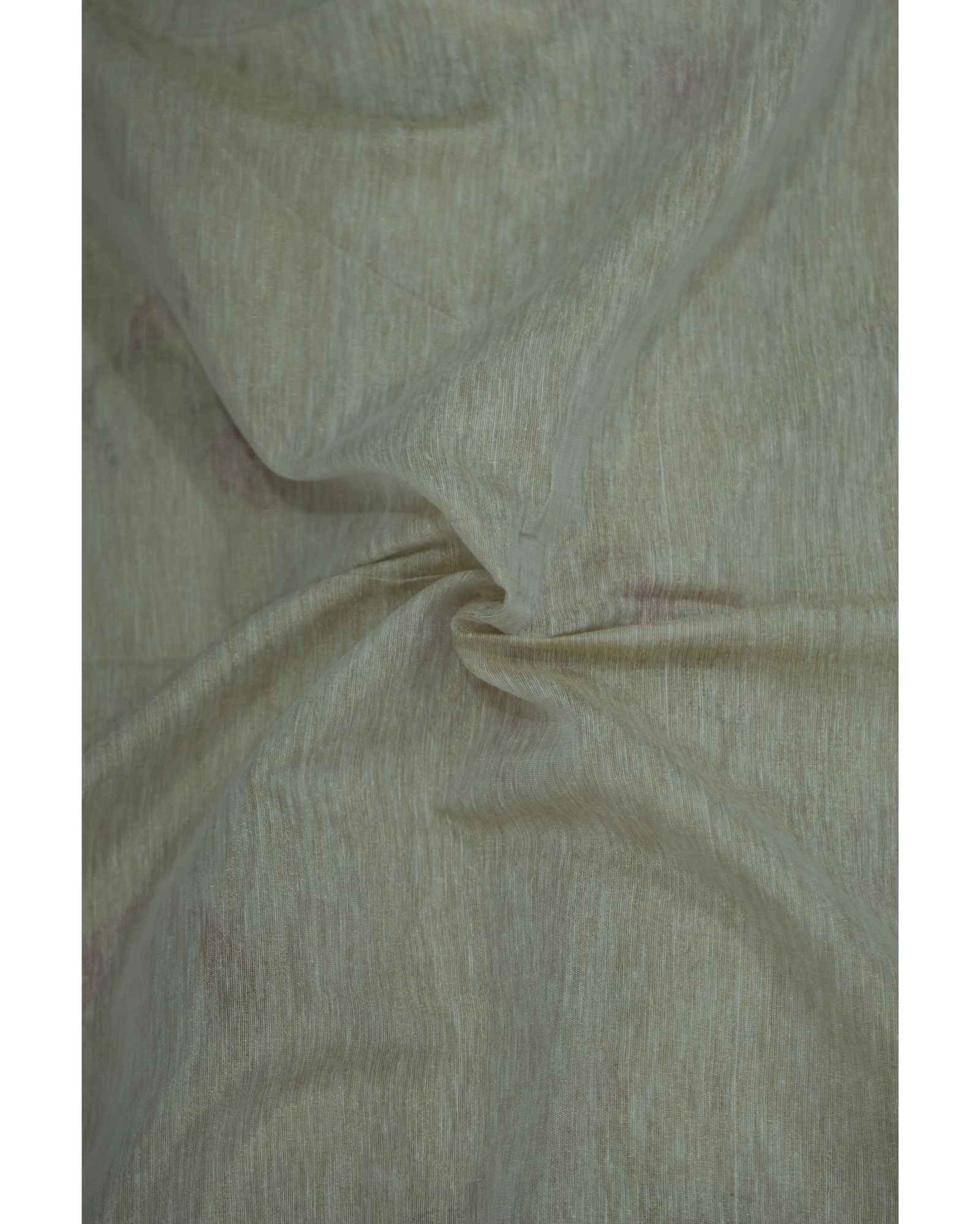 Light Golden Tissue Linen Saree - Tulips