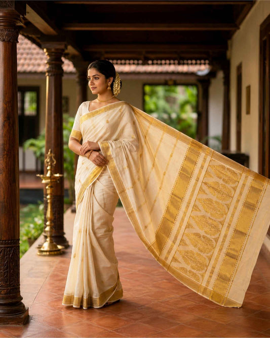 Kanaka - Onam Kasavu Tissue Saree