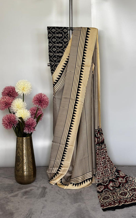 Cream base Striped Saree